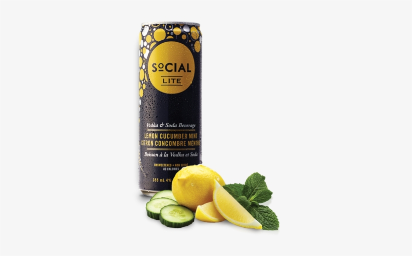 Crisp And Refreshing, With The Taste Of A Fresh Squeezed - Social Lite Lemon Cucumber Mint, transparent png #3246538