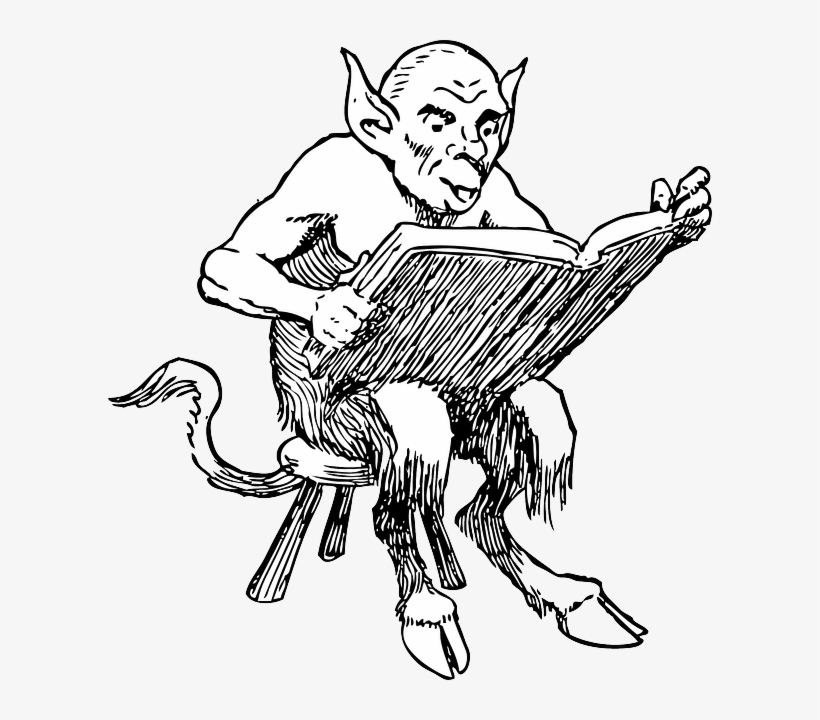 Free Download Public Domain Demon Clipart Lucifer Devil - Devil Reading A Book, transparent png #3246825