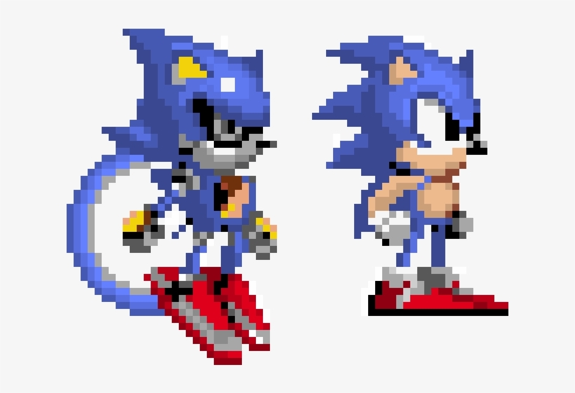 Metal Metal Sonic And Sonic - Metal Sonic Pixel Art, transparent png #3247952