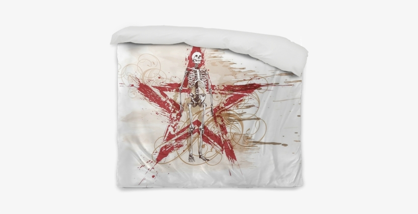 Skeleton Sketch & Red Grunge Star, Floral Calligraphy - Hmwr Music Tapestry Wall Hanging Art Music Ornamental, transparent png #3248726