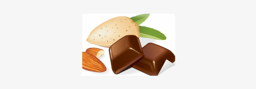Chocolate Pieces And Almonds Composition - Clip Art, transparent png #3249518
