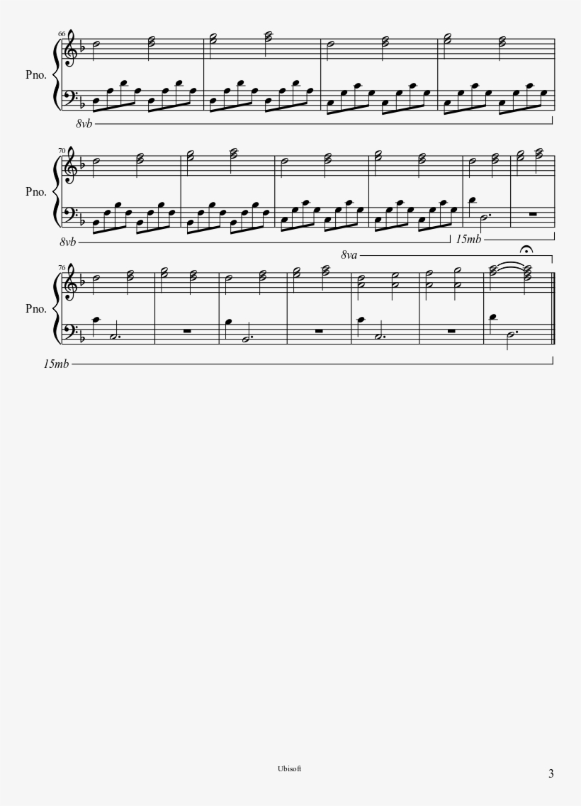 Ezio'sfamily Sheet Music Composed By Jesper Kyd Arranged - Sign Of The Times Harry Styles Piano Sheet Music, transparent png #3250256