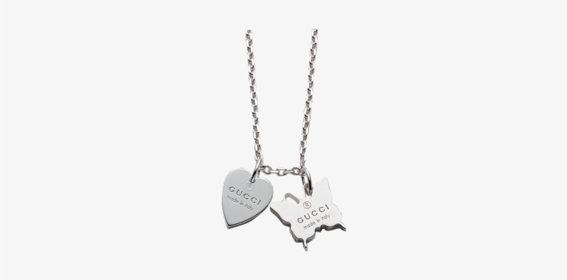 Gucci Trademark Silver Butterfly And Heart Necklace - Dyrberg/kern, transparent png #3252315