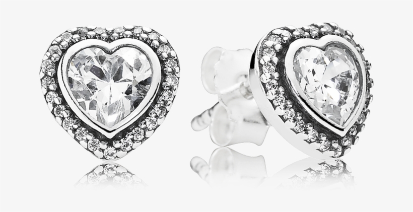 Earrings Pandora Button 290736cz Woman Silver Heart - Sparkling Love Earring Studs - Pandora, transparent png #3252540
