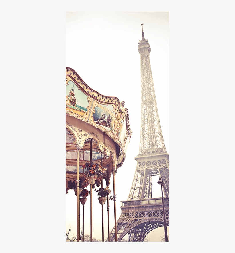 Eiffel Tower Carousel Door Mural Buildings & Landmarks - Eiffel Tower Carousel, transparent png #3254137