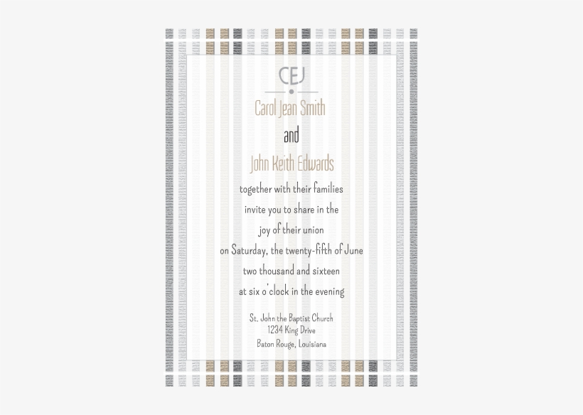 Tan And Black Striped Invitation - Document, transparent png #3255220