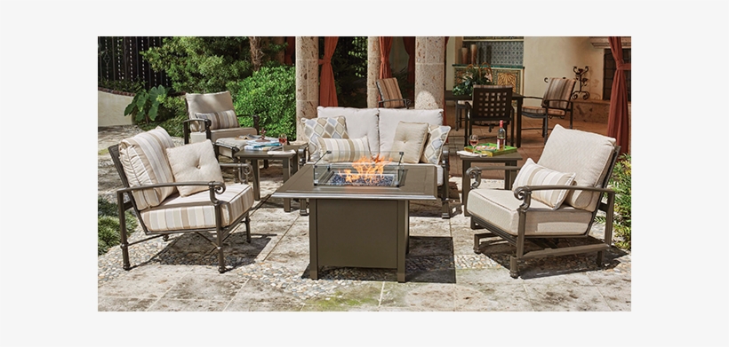Spartan Deep Seating Lounge Group And Spartan Fire - Woodard Spartan Cast Aluminum 4 Person Cushion Conversation, transparent png #3257392