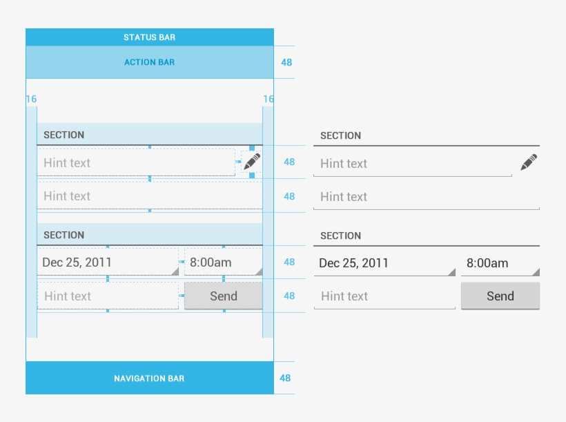 Form Dimensions And Spacing Android Form Layout Design Free Transparent Png Download Pngkey