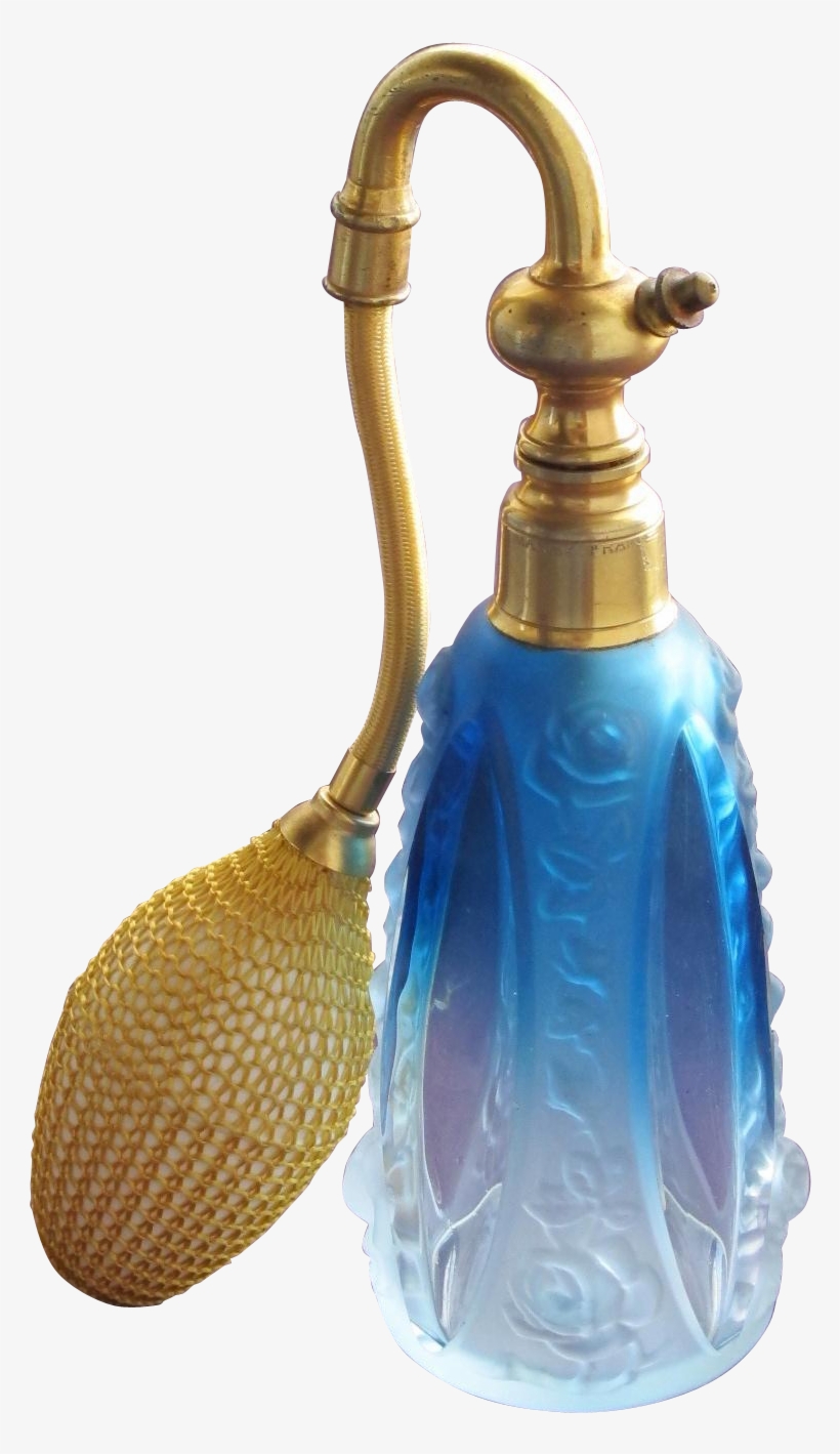 Crystal French Perfume Bottle Atomizer With Roses And - Blue Perfume Bottle Png, transparent png #3259082