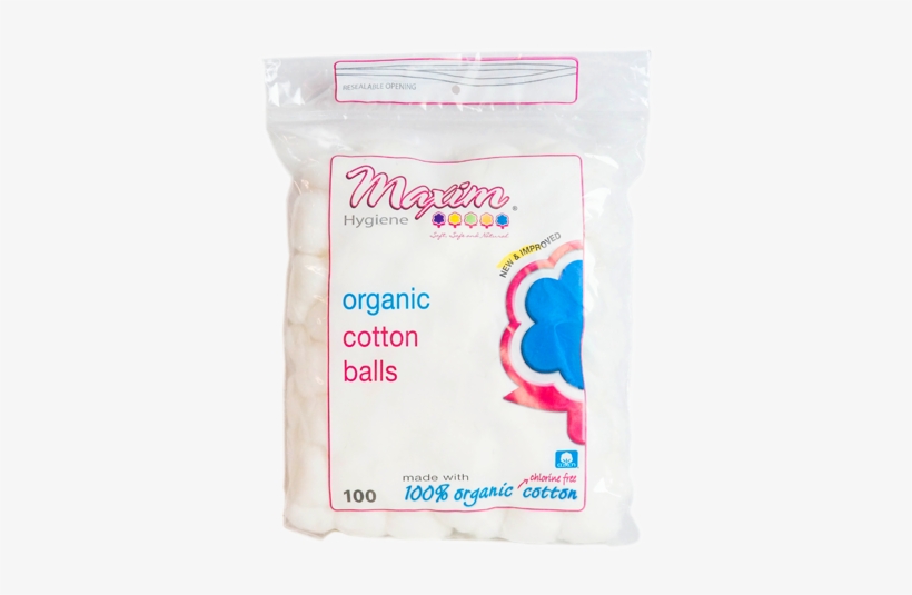 Maxim Organic Cotton Balls, 100ct - Maxim Hygiene Products, Ultra Thin Winged Pads, Regular,, transparent png #3260485