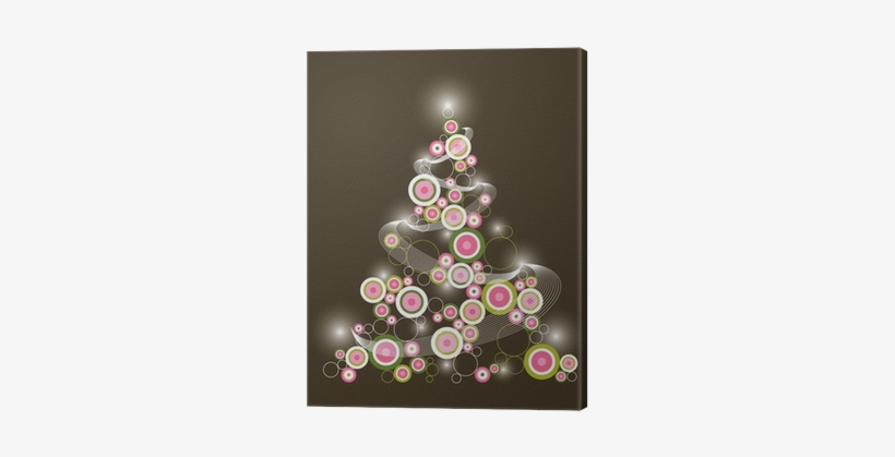 Retro Circle Pink Green Christmas Tree Canvas Print - Pink Christmas Tree, transparent png #3261384