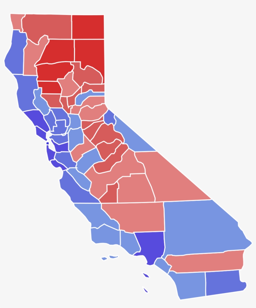 California 2016 Election Results By County, transparent png #3262961