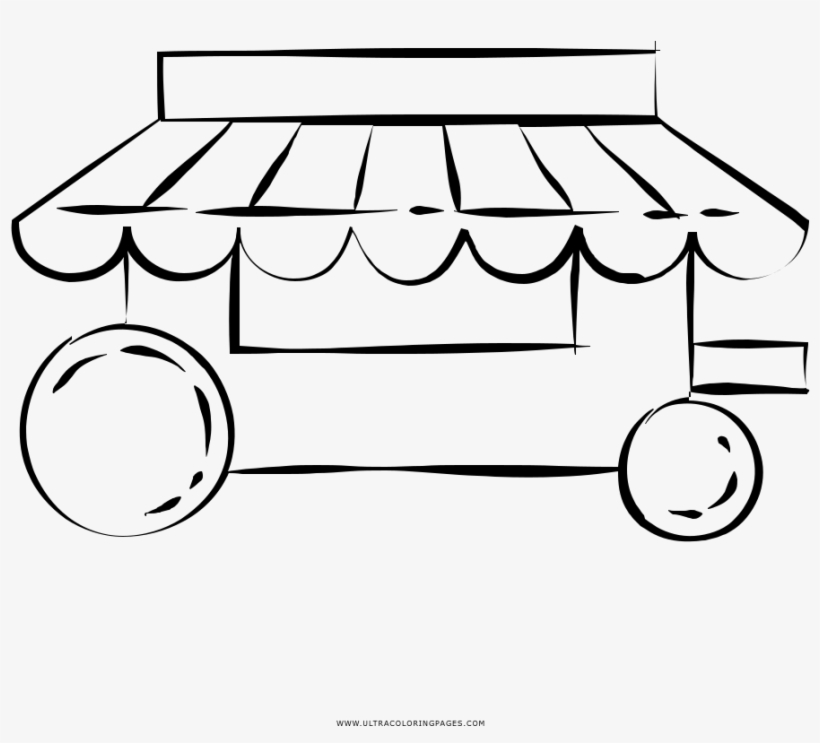 Food Cart Coloring Page - Drawing, transparent png #3263105