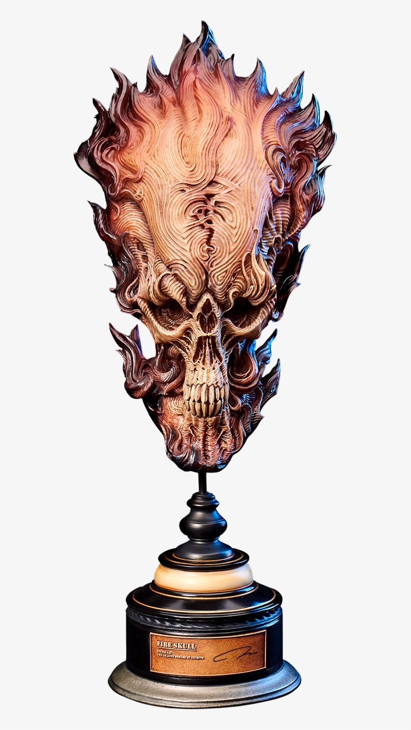 Fire Skull - Carving, transparent png #3264081
