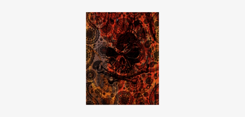 Angry Skull Emerging From Grunge Paisley And Fire - Postcard, transparent png #3264260