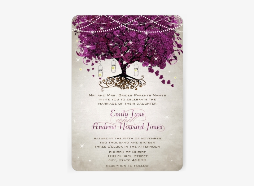 Heartleaf Masonjar - Leuchtende Lila Romantische Herz-blatt-hochzeit Karte, transparent png #3264787