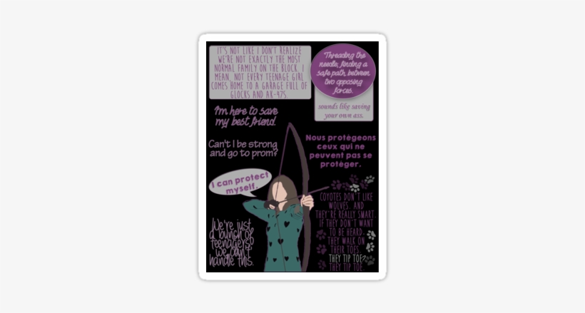 "allison Argent Quotes W/o Gun" Stickers By Tinkerz - Gun - Unisex T-shirt, transparent png #3265260