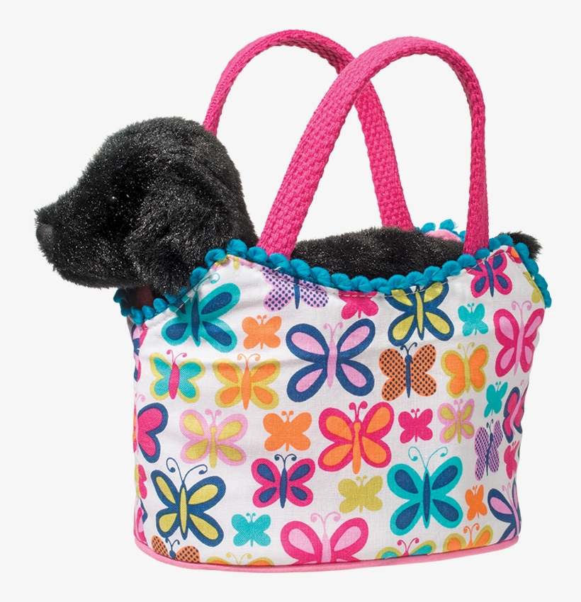 Butterfly Sassy Pet Sak With Black Lab - White Michael Miller Fabric Colorful Cute Butterflies, transparent png #3267148