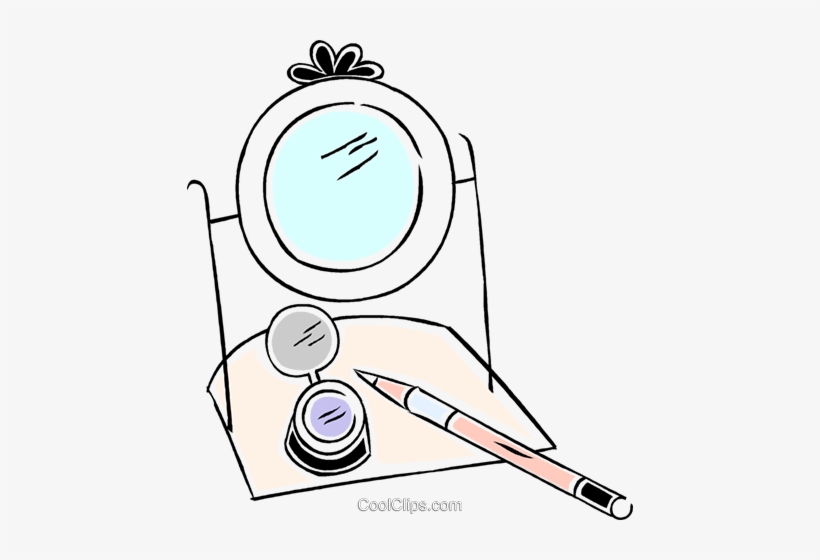 Makeup Mirror With Brush And Makeup Royalty Free Vector, transparent png #3267240