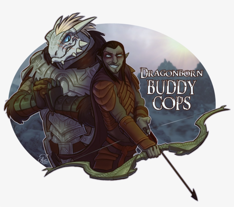 Clipart Freeuse Download Tumblr Skyrim Eso Images - Dragonborn Buddy Cops, transparent png #3269279