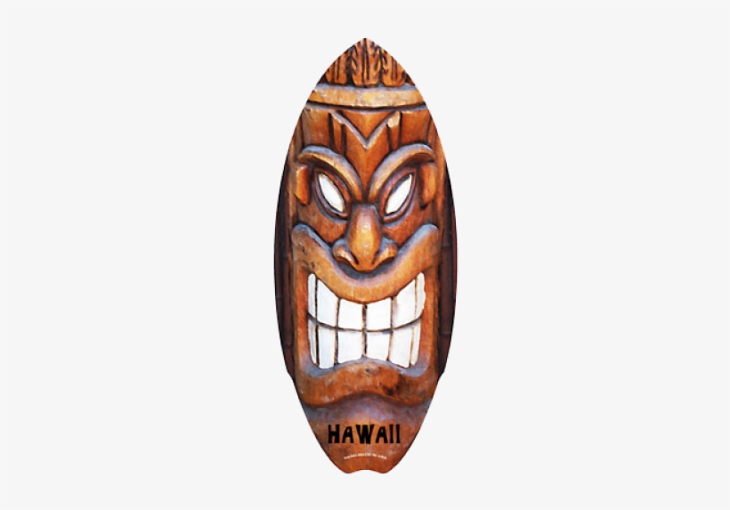 Tiki Grin Mini Surfboard - Hawaiian Wood Mini Surfboard Tiki Smile 20 Inch By, transparent png #3271679