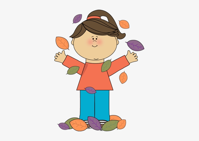 Girl Playing In Autumn Leaves Clip Art - Thanksgiving For A Teacher, transparent png #3271896