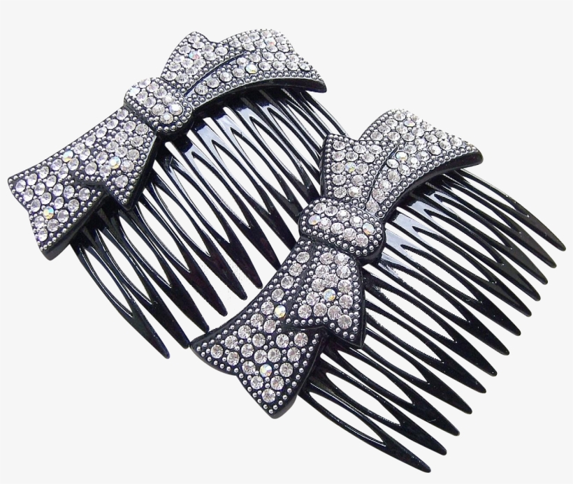 Matched Pair Hair Combs Mid Century Rhinestone Hair - Tiara, transparent png #3273302