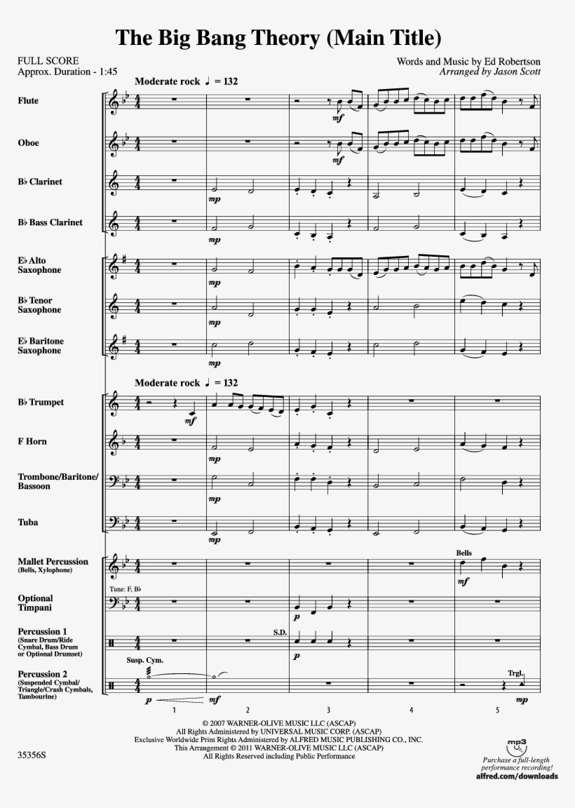 The Big Bang Theory Thumbnail - March Bits And Pieces Sheet Music For Clarinet, transparent png #3274020