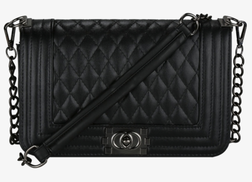 Black Leather Crossbody Bag With Quilted Texture And - Handbag, transparent png #3275422