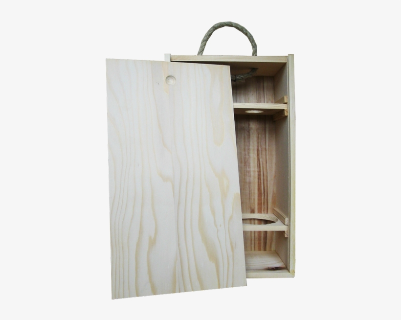 Wooden Box For Two 750ml Bottles With Sliding Cover - Plywood, transparent png #3275779