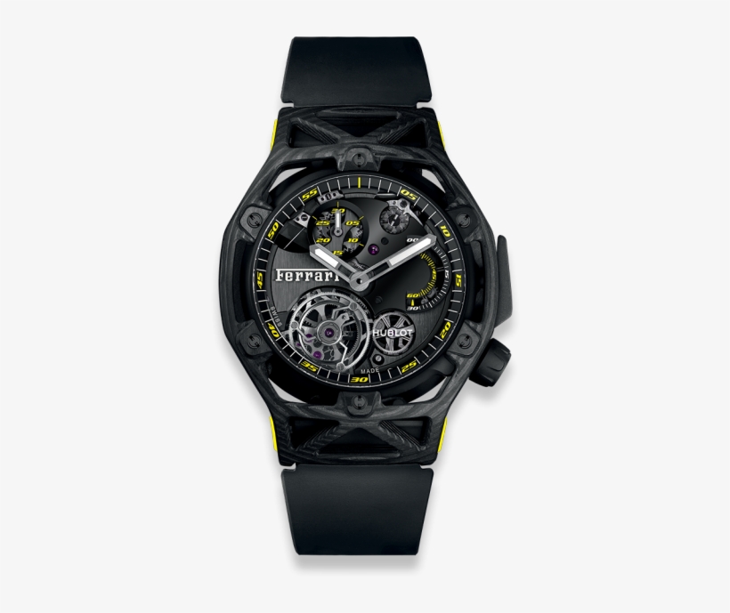 Novelties Techframe Ferrari Tourbillon Chronograph - Big Bang Unico Black Magic Bracelet, transparent png #3276542