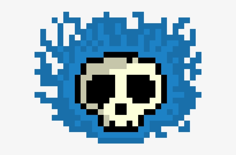 Blue Skull - Pixel Art Flame Mario, transparent png #3276645
