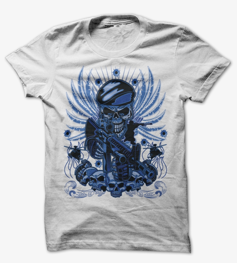 Blue Skull Tee - Mockup, transparent png #3276671