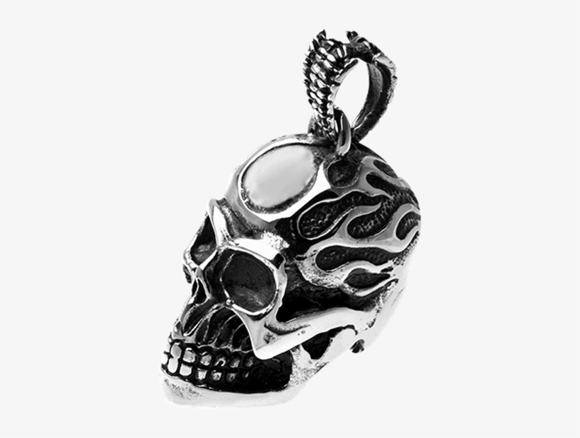 Big Flaming Skull Pendant - Pendant, transparent png #3278440
