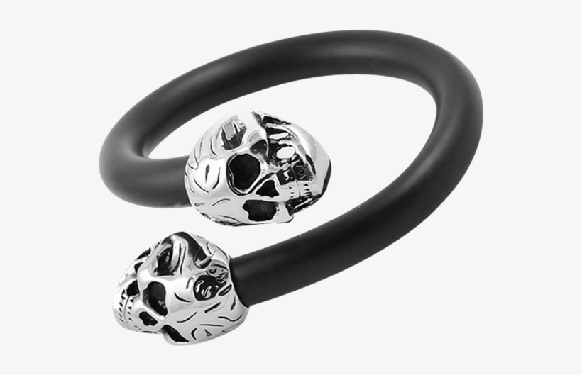 Flaming Skull Cable Bangle - Black Flexible Cable Biker Bangle Bracelet With Stainless, transparent png #3278466
