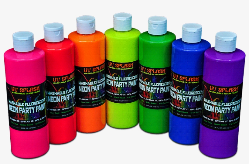 Paint Neon Paint Rainbow Mine 10mg - 12-pack Uv Splash Washable Fluorescent Neon Party Paint, transparent png #3278825