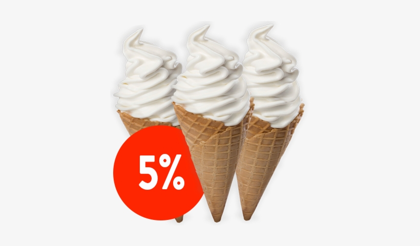 5% Vanilla Soft Serve - Ice Cream Cone, transparent png #3279693