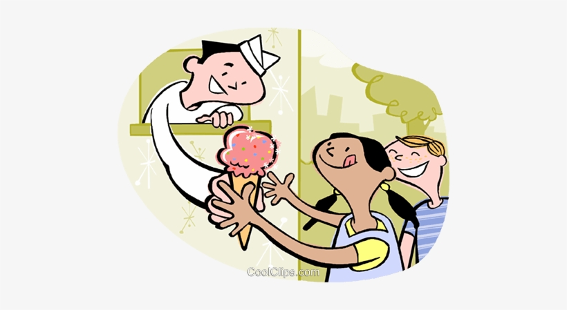 Kids Buying Ice Cream Royalty Free Vector Clip Art - Giving Ice Cream Cartoon, transparent png #3279747