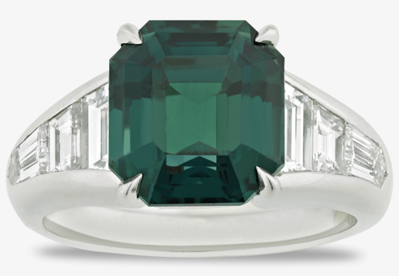 Green Sapphire And Diamond Ring, - Sapphire, transparent png #3279771
