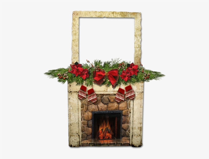 Christmas Fireplace Frame Clip Art - Frames, transparent png #3281650