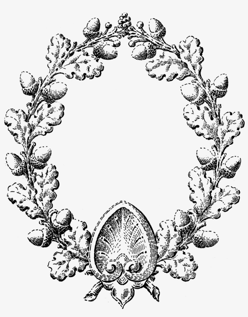 Круглая Рамка Из Дубовых Листьев И Желудей - Flower Wreath Coloring Pages, transparent png #3283285