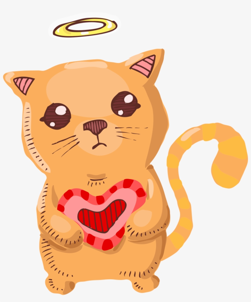 Kitten Clipart Orange Kitten - Gatos Amor Dibujos, transparent png #3283549