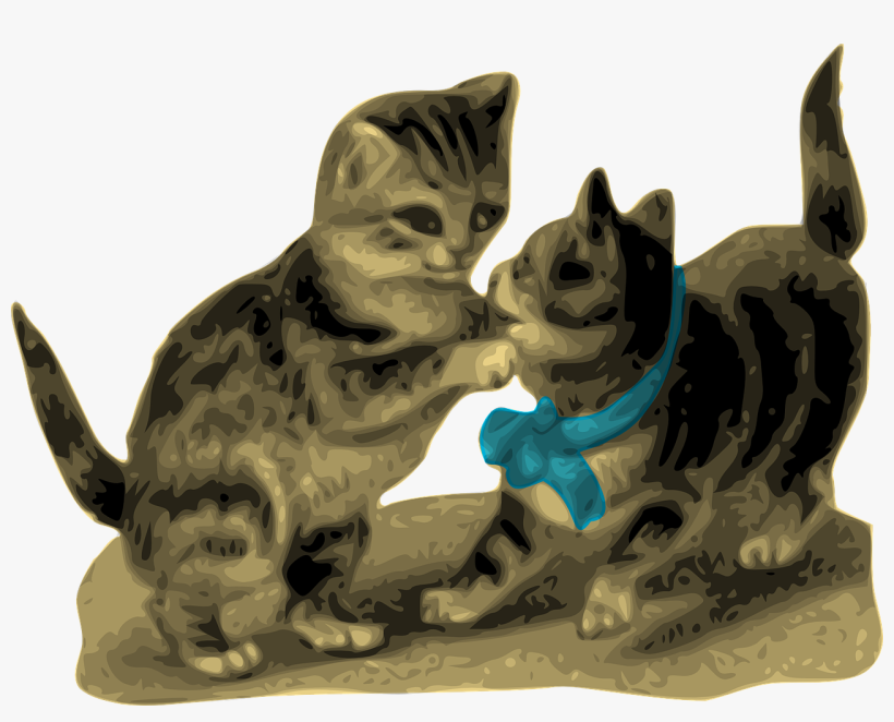 Kittens One With Blue Ribbon Svg Clip Arts 600 X 455, transparent png #3283884