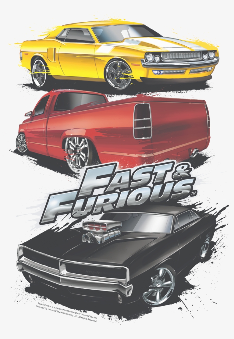 Fast And Furious Muscle Car Splatter Women's T-shirt - 2015 Hot Wheels Fast & Furious 4/8 - '72 Ford Grand, transparent png #3284053