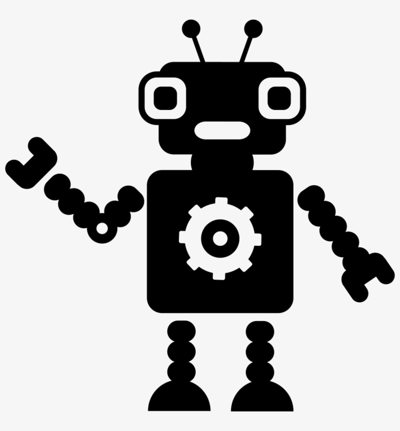 Robot With A Gear Vector - Vector Png Black And White Robot, transparent png #3284262