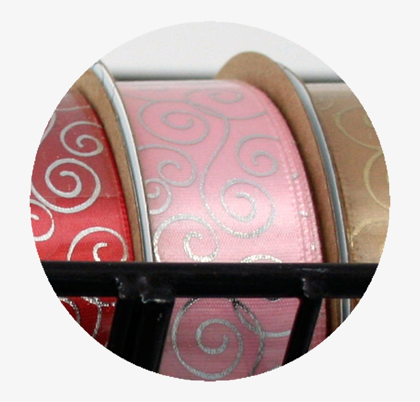Swirl Pattern Ribbon Silver/pink - Circle, transparent png #3284332