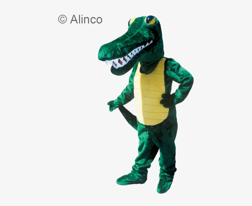 Gator Mascot Costume - Men's Adult Gator Mascot - Green/yellow - One Size, transparent png #3285123