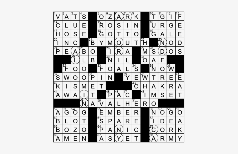 0822-17 New York Times Crossword Answers 22 Aug 17, - Latimes Crossword, transparent png #3285552