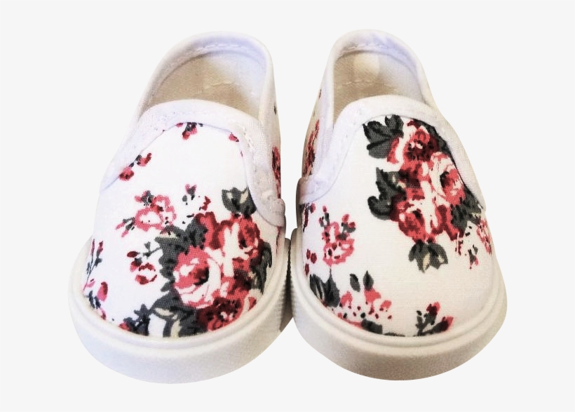 Quality White Canvas Floral Slip-on Sneakers Shoes, transparent png #3286929