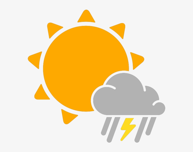 Simple Weather Icons Partly Mixed Rain And Thunderstorms - Scattered Thunderstorm Weather Symbol, transparent png #3287253